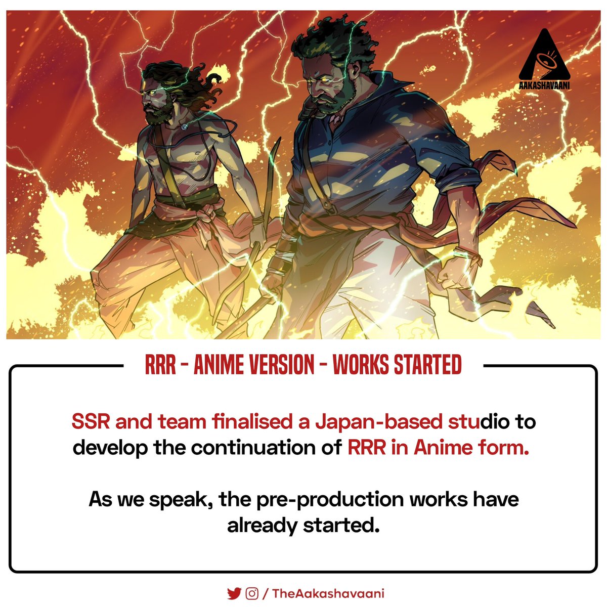 TheAakashavaani's tweet image. #RRRMovie- A Japanese studio has been finalised to develop the anime version.
