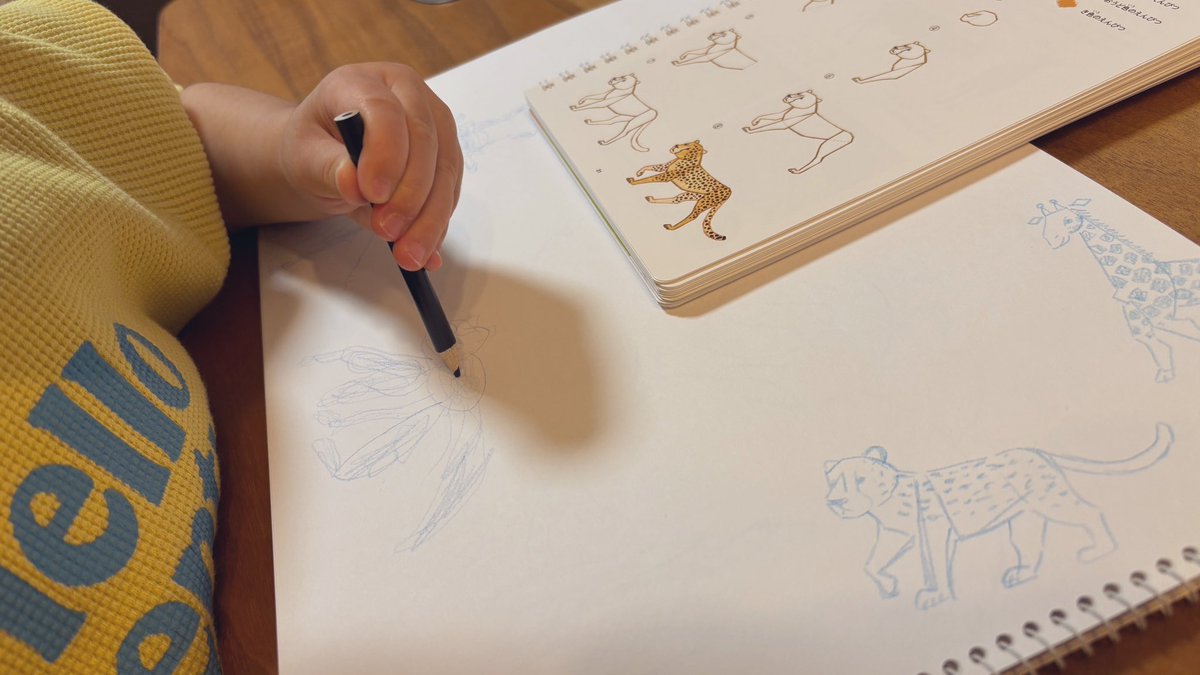 子と一緒におえかきずかんを見ながら動物描いてたんだけど、あっこれ…私がもっと練習せなあかんやつや…………となっている