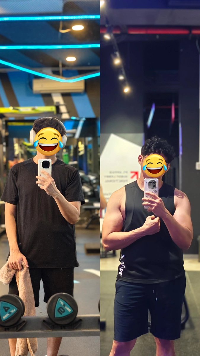 One year progress. Many of my shirts are no longer fit due to the shoulder and traps growth 😞