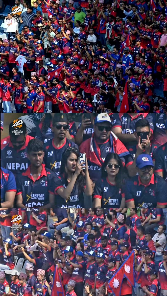 ImYorker93's tweet photo. World Cup is a World Cup. Never fall into the Bilateral Series fans' agenda of degrading t20 wc by saying it happens after every 2 years.

Well done Nepal Fans, This feels like a football team-level craze 🔥 https://t.co/Y8x8sbwHvl