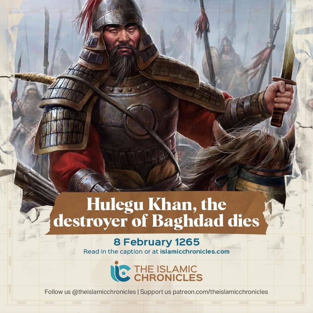mhchroniclesx's tweet photo. #OnThisDay 8 February 1265, the founder of Ilkhanate, Hulagu Khan died because of a serious illness. Hulagu ruled Ilkhanate from 1256 to 1265. He is known for besieging and sacking the Abbasid capital city of Baghdad in 1258.

Hulegu was the brother of Möngke Khan, the 4th Khagan of the Mongol Empire. In 1251, Mongke Khan ascended the throne of the Mongol Empire. He summoned his brother Hulagu Khan and entrusted him to achieve the incomplete mission of Genghis Khan of conquering the world.

Hulagu crossed the Oxus in January 1256. From there he first moved to Quhistan in April of 1256 and gradually eliminated the Ismaili state from Alburz mountains. During the operations against the Ismailis, Hulagu demanded reinforcements from the Abbasid Caliph. Caliph Al- Musta‛ṣim’s instinct was to comply; but because of internal disagreements among his amirs and ministers, he failed to send any troops.

In 1258, he sacked Baghdad and put an end to the Abbasid caliphate. But his invasion would be checked at the Battle of Ain Jalut by the Mamluks. Shortly before the battle, Hulegu withdrew from the Levant and left Kitbuga there. The victory was sealed when Kitbuga was captured and executed by the Mamluks. This caused the remaining Mongols to retreat.