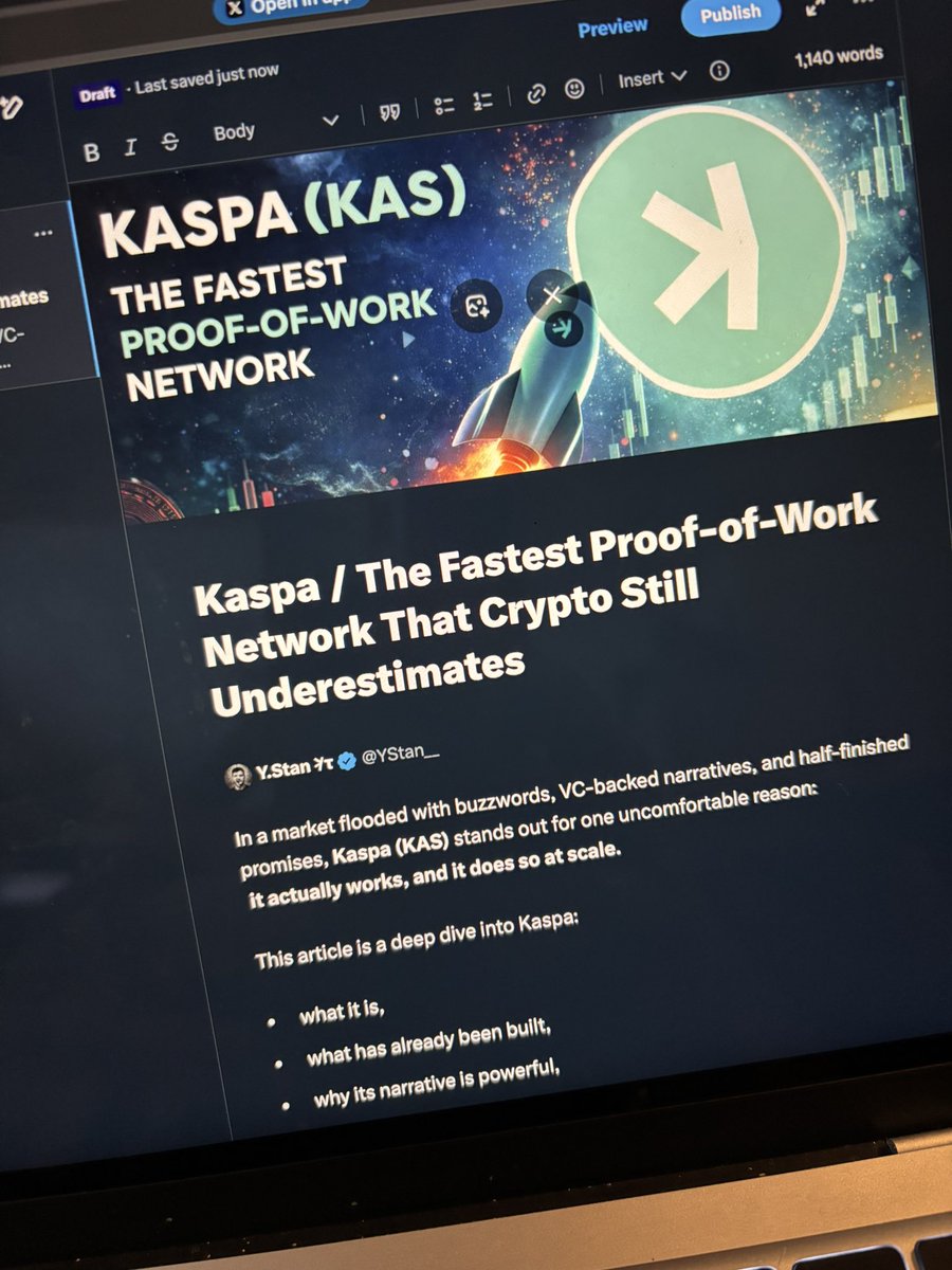 $Kaspa ( $KAS ), deep dive dropping tomorrow

🗓 Feb 9
🕛 12:00 PM CET / 11:00 AM UTC / 6:00 AM EST

The article covers Kaspa’s fundamentals and includes a dedicated section on the KaspaCom marketplace (what’s live on kaspa.com and what’s being built by <a href="/KaspaCom/">KaspaCom ⚡️</a> ).