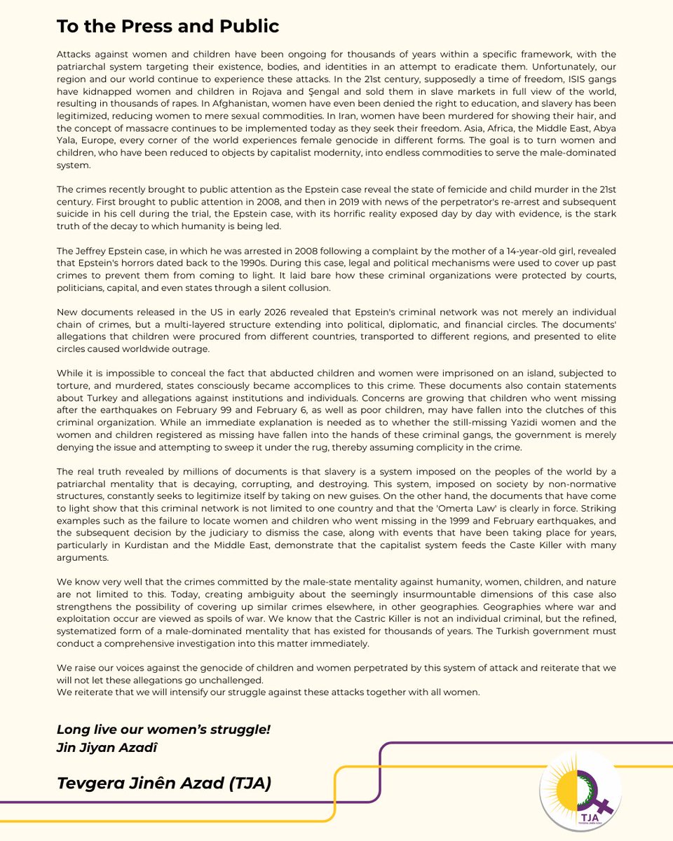 Our statement regarding the Epstein case: