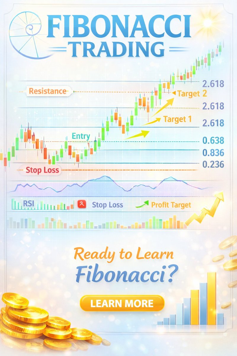 FibTraderR's tweet photo. 🚀 Fibonacci = Trader’s Secret Weapon! 📈🔥

Most traders guess ❌
Smart traders calculate with Fibonacci ✅

👉 38.2% | 50% | 61.8% = Powerful Support & Resistance Zones 💪
👉 Best for Entry 🎯 Stoploss 🛑 & Targets 🏁
👉 Works amazingly in Trending Markets 📊✨

If you master Fibonacci,
You don’t chase price — you let price come to you 😎💰

💡 Use it with Trend + RSI + Volume for best results 🚀📉

👇 Fibonacci ke baare me aur kya jaanna chahte ho?
Comment karo 💬 & Repost karo 🔁 ❤️ #Nifty #Fibonacci #FibTraderR