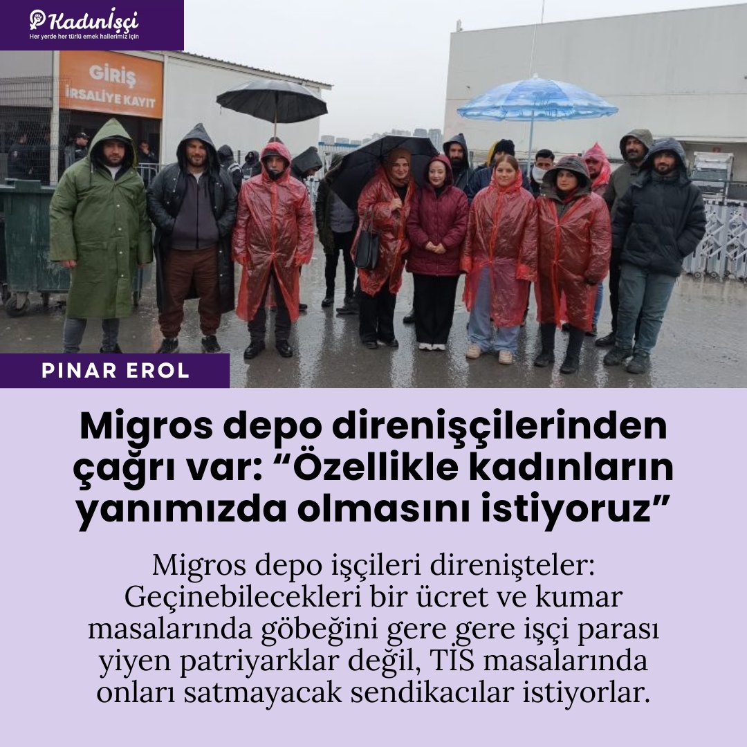 👉 Migros depo işçileri direnişteler: Geçinebilecekleri bir ücret ve kumar masalarında göbeğini gere gere işçi parası yiyen patriyarklar değil, TİS masalarında onları satmayacak sendikacılar++
👉 <a href="/PINAREROL72/">PINAR EROL</a>
👇 kadinisci.org/migros-depo-di…