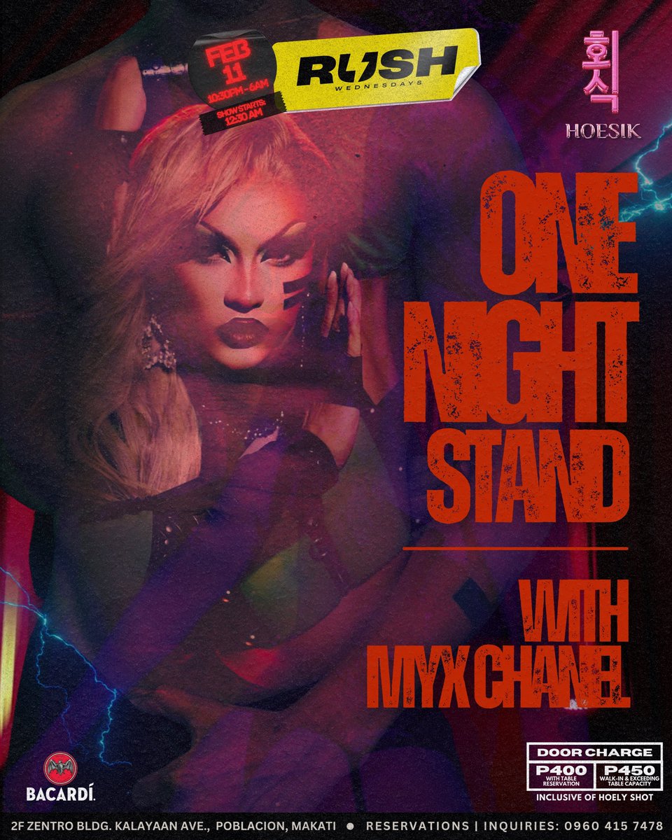 🔥ONE NIGHT STAND 🔥

This February 11, Myx Chanel will show you how to give that one look! 😉

We’ll leave no promises, no strings attached, and no questions asked! Get in and get messy! 

DM your hoests now: <a href="/el_sayurama/">EL さゆまやすひろ</a>, <a href="/papichulo0118/">PAPI</a>, &amp; <a href="/jeanobluejeans/">jeano 🪩✨</a> 

#RushWednesday