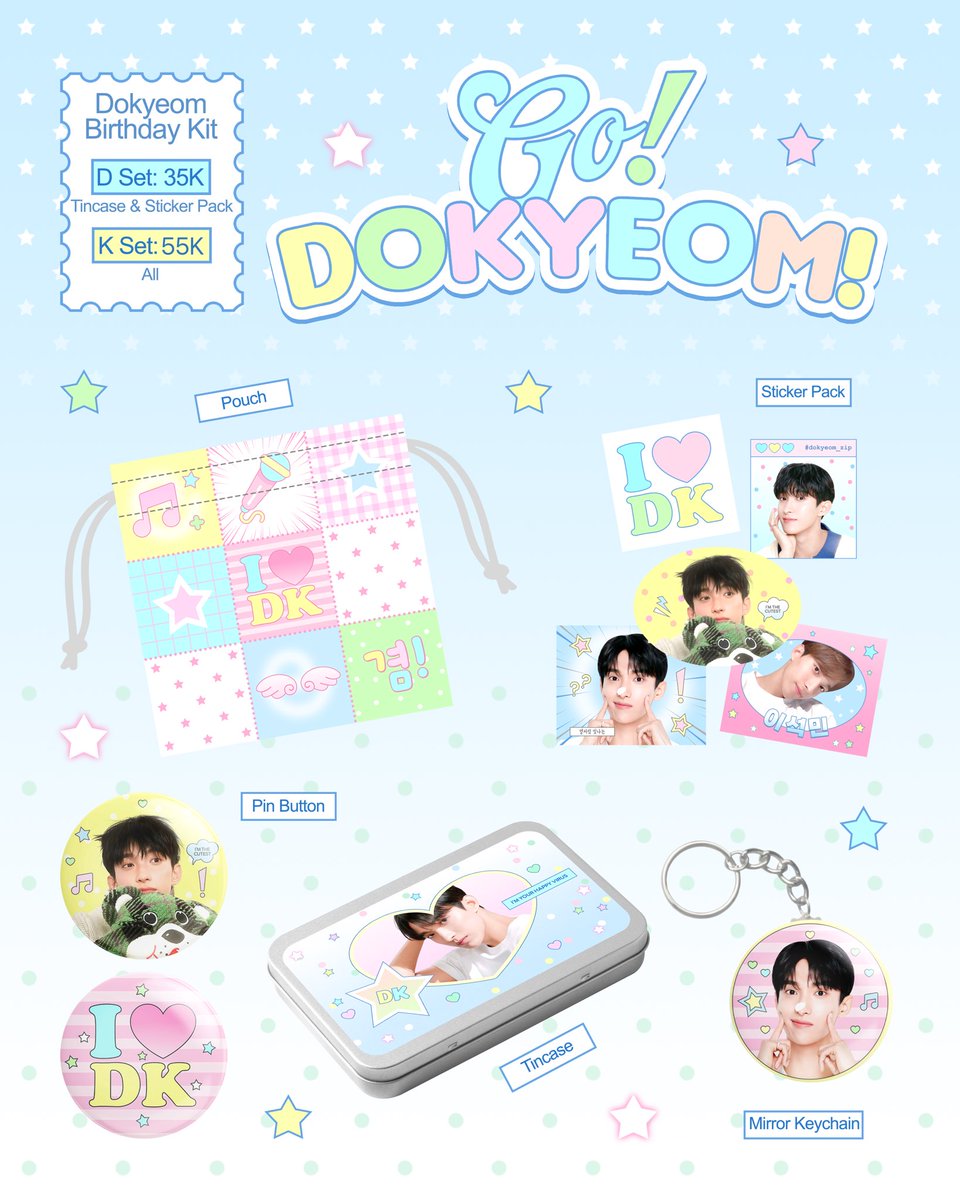 #wts halo guys esp cuties! aku mau open po dokyeom birthday kit nih, adakah dari kalian yang berminat dan mau ditag nanti? hasil penjualannya nanti akan dibuat untuk bagi bagi takjil pas puasa🫶🏻🫶🏻✨
