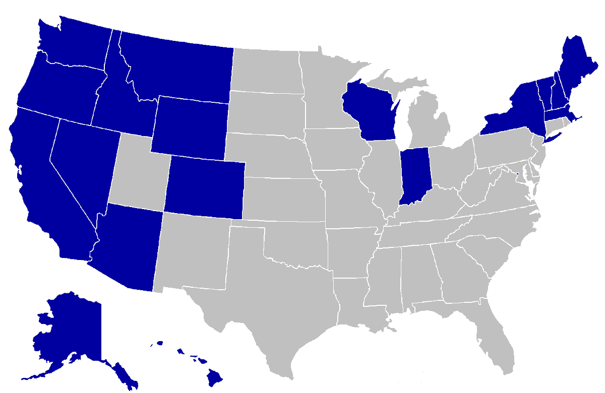 vintagemapstore's tweet image. States with 25% or more of their population "unaffiliated" with religion