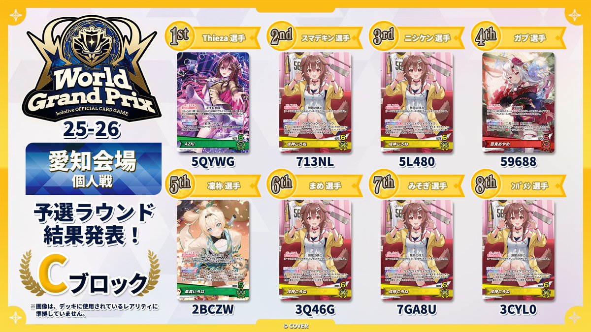 ホロカ WGP25-26 愛知】 🎉大会本戦 （個人戦）Cブロック 大会結果速報