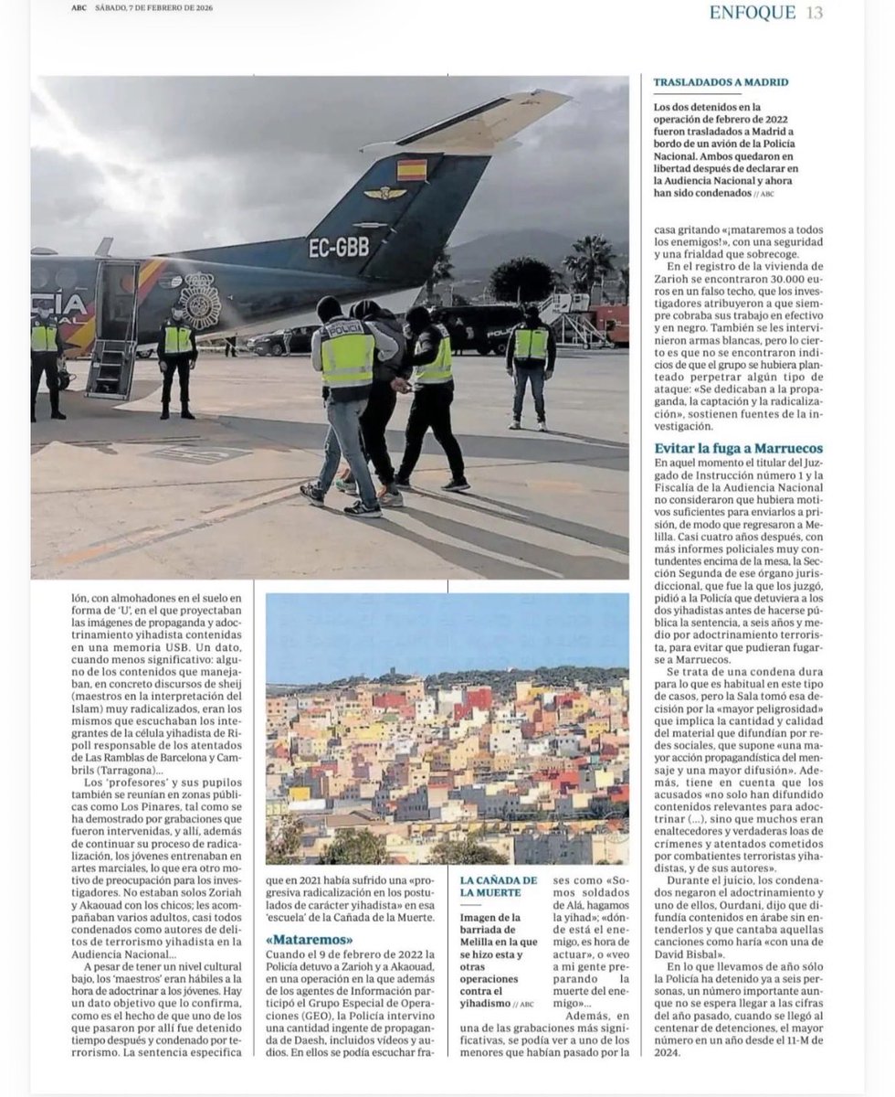 Han tenido acceso a documentos judiciales, pero no han pisado #Melilla. Aún así es preocupante que haga falta un año de investigación para neutralizar a esta gentuza que adoctrina nuestros niños.