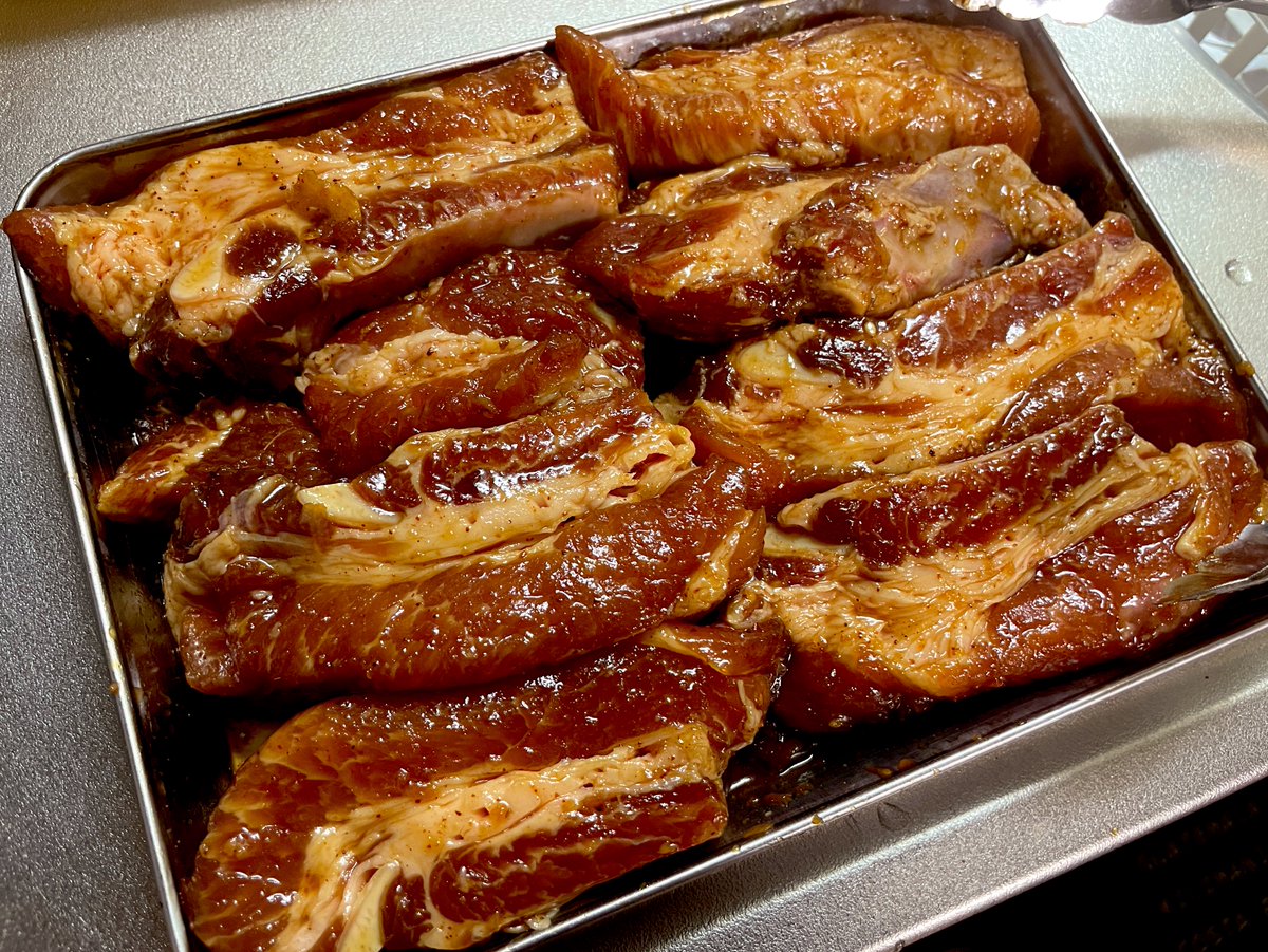 スペアリブのグリル、上手に焼けました🍖