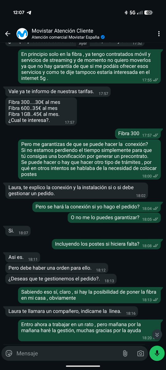 Hola <a href="/movistar_es/">Movistar España</a>. Para cerrar la venta me garantizáis por escrito "postes incluidos".
​Ahora canceláis el pedido CO26023MBD2TNF alegando que el Ayto. denegó permisos un sábado 🤡
​Tengo pruebas del engaño. O reactiváis la instalación o denuncia a <a href="/SEtelecoGob/">SE Telecomunicaciones e Infraestructuras Digitales</a> <a href="/facua/">FACUA</a> <a href="/c_aestrada/">Concello da Estrada</a>