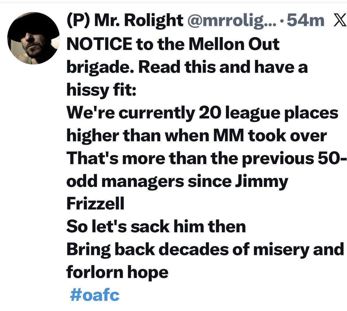 Love it when I’m proven right this guy his retarded #oafc