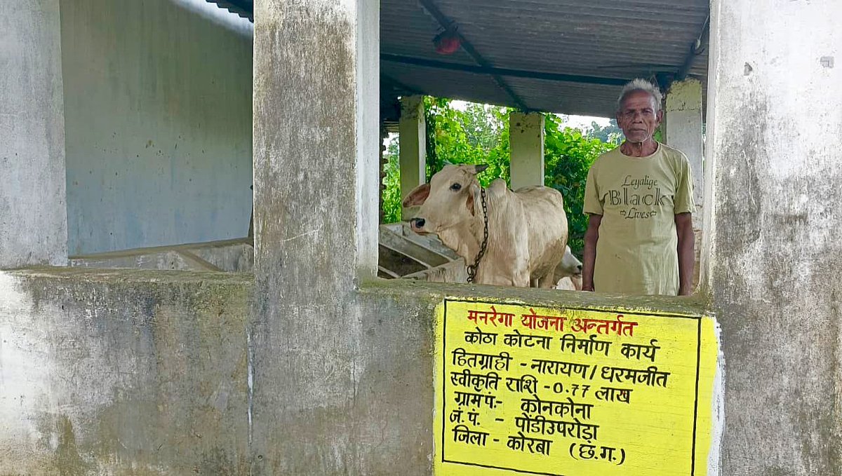 KorbaDist's tweet image. ग्राम कोनकोना, विकासखंड पोड़ी उपरोड़ा के हितग्राही श्री नारायण को मनरेगा अंतर्गत पशु शेड निर्माण से आत्मनिर्भरता की नई राह मिली। 

पक्के शेड ने पशुओं को सुरक्षित आवास दिया, स्वास्थ्य सुधरा और गौपालन से आय के अवसर बढ़े।

#MNREGA 
#KorbaDistrict
#Chhattisgarh