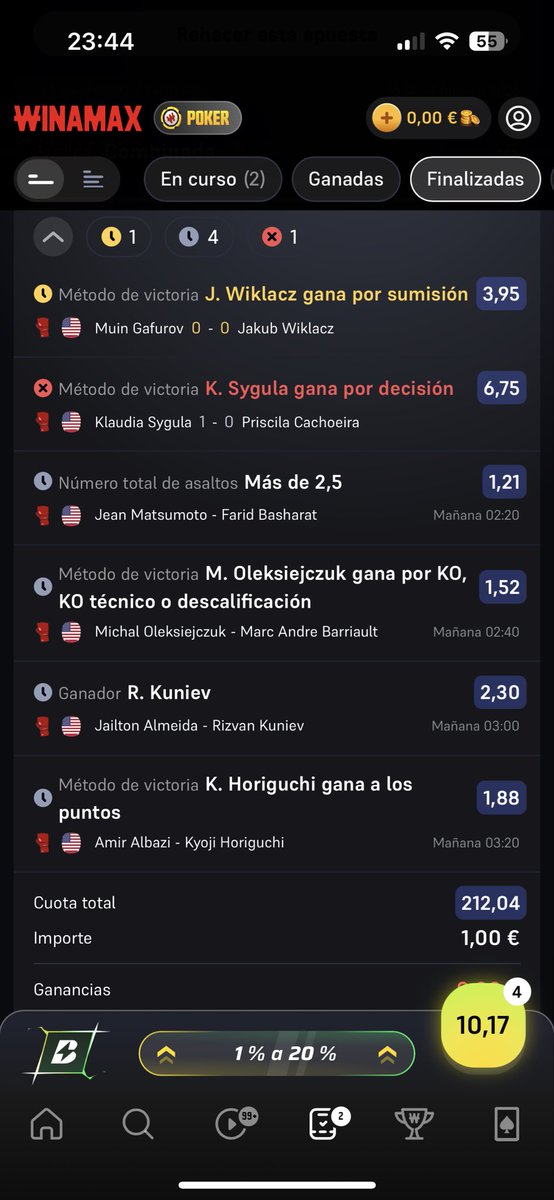 itstimeMMAes's tweet photo. @WinamaxDeportes tengo una de Sygula a secas y otras en las que habría optado a cash out si no me hubierais jodido la cuota, exijo compensación https://t.co/RFtjxF5CSV