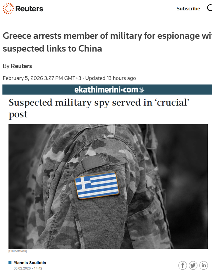 hermes_z's tweet photo. While Greece is shaken by yet another espionage scandal involving NATO secrets allegedly passed to China, Türkiye deploys an entire mechanized brigade to a major NATO exercise in Europe using its own capabilities.

A Greek Air Force colonel, with access to NATO classified intelligence, operational plans, and defense technologies, has been arrested for spying for Beijing. Greek media describe it as one of the most serious security breaches in recent years.

This is not without precedent.

New York Times, October 29, 1987: Greeks Leaked NATO Secrets to the Soviets.

Back then, classified data on Stinger, Harpoon, and ESSM missiles enabled the Soviet Union to replicate NATO missile technology.

History has a pattern.
So does credibility.
