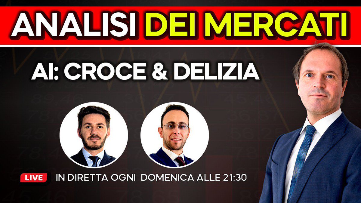 AI: CROCE &amp; DELIZIA

Questa sera ore 21:30 in diretta - "Analisi Flash dei Mercati Finanziari" con il prof. Angelo Ciavarella, Francesco Cerulo e Giuseppe Roccasalvo 

Puoi già adesso attivare il promemoria cliccando qui:
youtube.com/watch?v=FV_Knx…