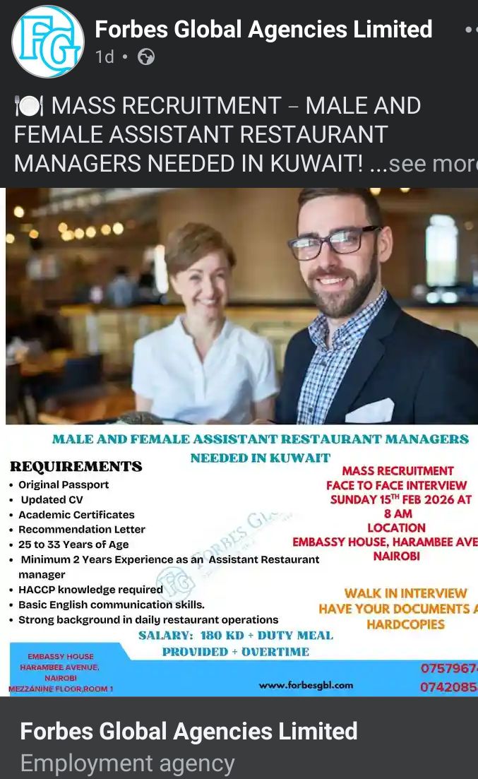 Reuben83798's tweet photo. @K24Tv Can you talk about DR. Alfred Mutua's Travelling agency. Forbes Agency Ltd is an agency that has been sending us to Gulf countries promising us fake jobs. Please we need your help. He is the minister for foreign affairs but his agency is a scam. Hawa ndio wanatupeleka Russia https://t.co/aDCQfdqGA0