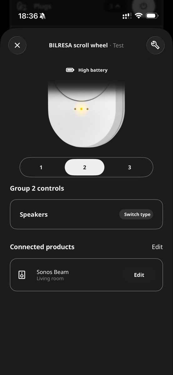zhounanyu's tweet image. 😍the IKEA wheel can control three groups of Lights/#Sonos speakers/plugs