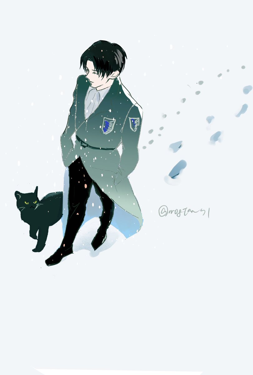 【再掲】雪と兵長と黒猫