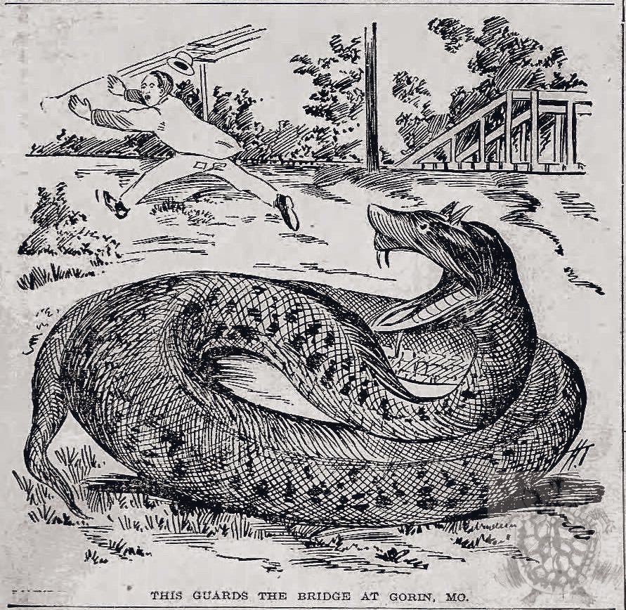oddoldnews's tweet photo. Cousin To The Sea Serpent ~ A Missouri Monster

The Chicago Chronicle, Chicago, Illinois · Sunday, June 28, 1896 https://t.co/IkCBsab5M3