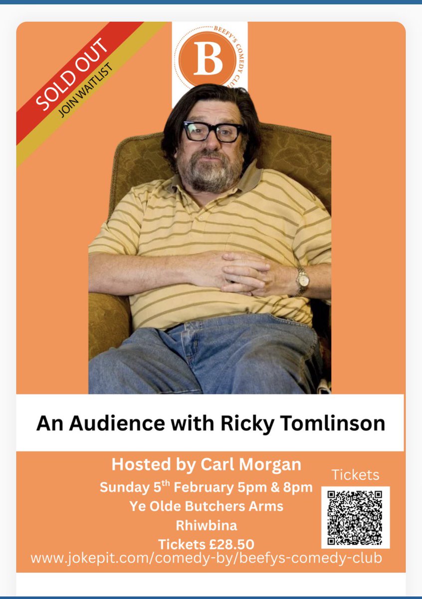 Looking 👀 forward to seeing Jim Royle aka Ricky Tomlinson <a href="/ButchersArmsCdf/">The Butchers Arms</a> Rhiwbina. Tickets available for Jason Manford at the Depot going fast!