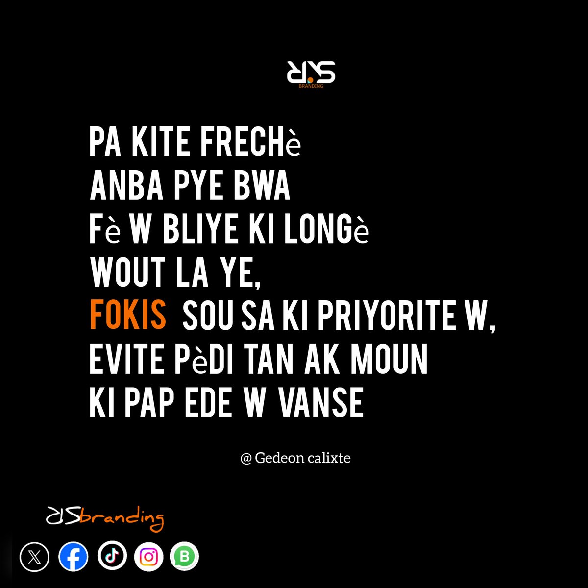 Timoun li granmoun konprann
Distraksyon ka pi gwo frechè sou wout nou pou fè nou pèdi tan.
Yon gwoup zanmi ka reprezante frechè a ki rann nou pèdi wout nou, nou bliye rèv nou <a href="/GedeonCalixte/">@Calixte</a> mansyone sa nan pòs motivasyon l sou [X]
#motivasyon #RSbrandingteam 
#digitalmarketing