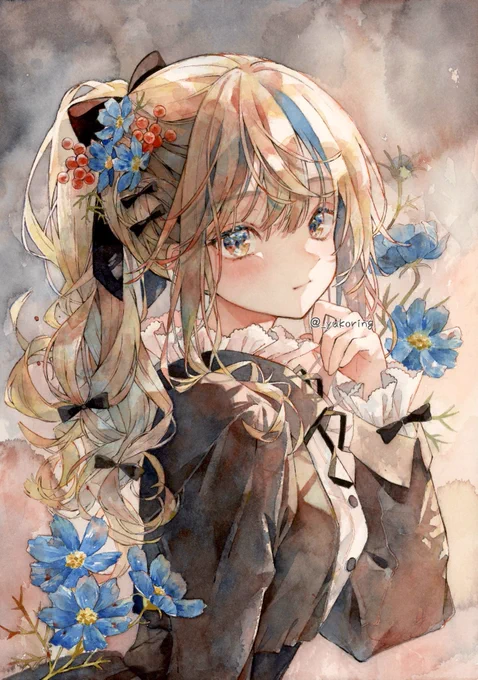 透明水彩3色塗り #創作