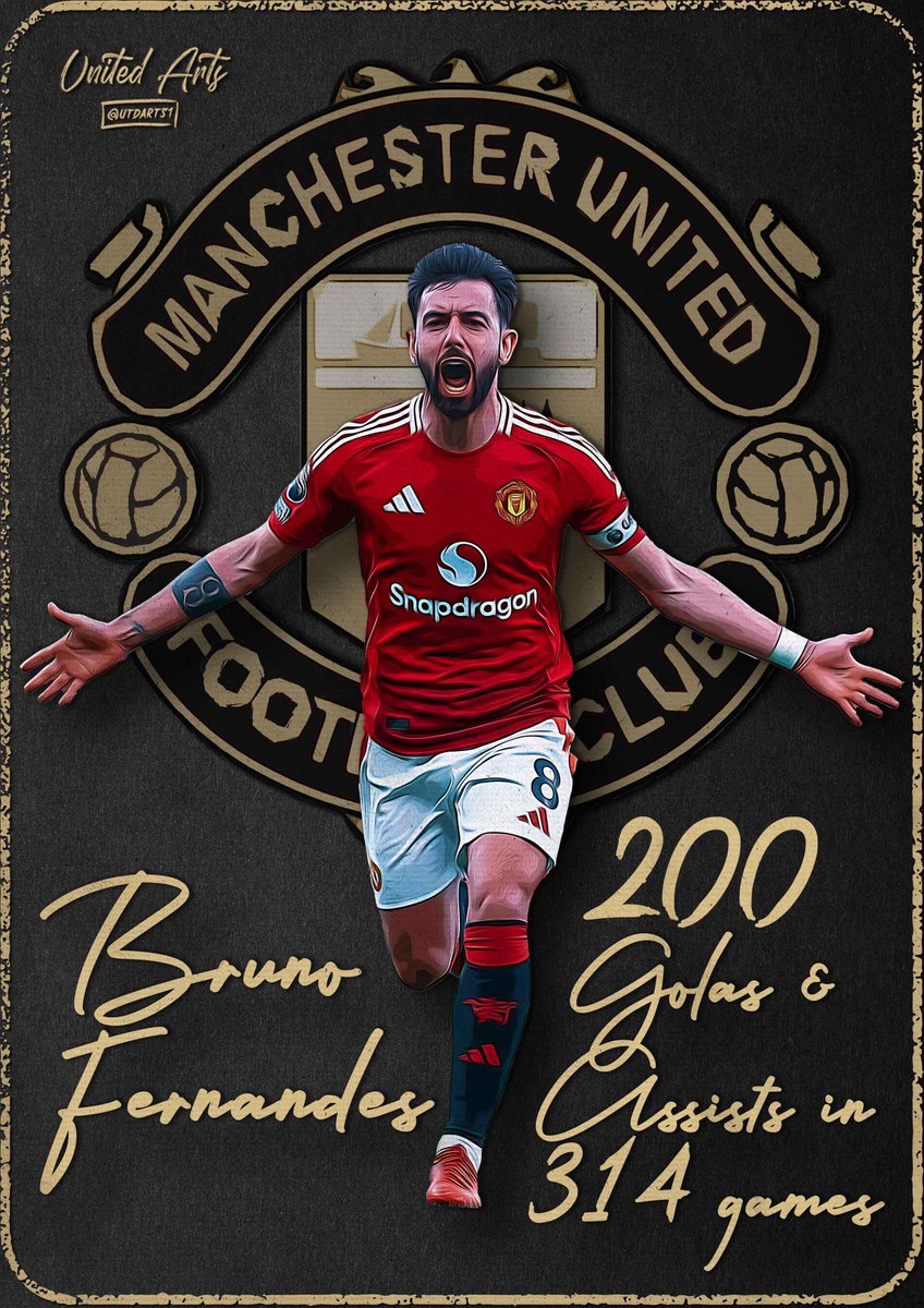 🇾🇪 Bruno Fernandes has reached 200 goals and assists for Manchester United in 314 games 

Here's how long it took some of our greatest ever players to reach the same milestone:

Wayne Rooney – 295 games
Cristiano Ronaldo - 339 games 
David Beckham - 393 games 
Ryan Giggs - 424