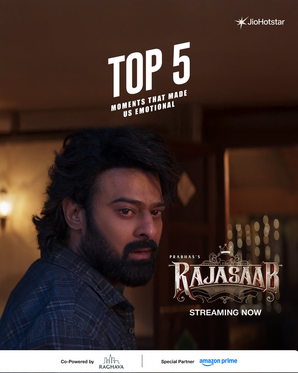 JioHotstarTel_'s tweet image. Beneath the spectacle, The RajaSaab stands tall on sentiment and strong values! 🤍

Welcome India's Biggest Superstar Home with JioHotstar! 👑

#Top5 #TheRajaSaab #TheRajaSaabOnJioHotstar #JioHotstar
