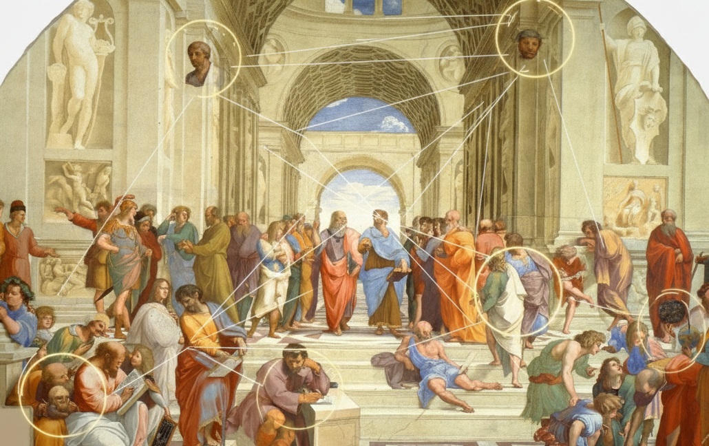 MasterpiecesArc's tweet photo. The hidden faces of the greatest classroom in history:

The School of Athens🏛️🧵 https://t.co/pmmxSVAcoq