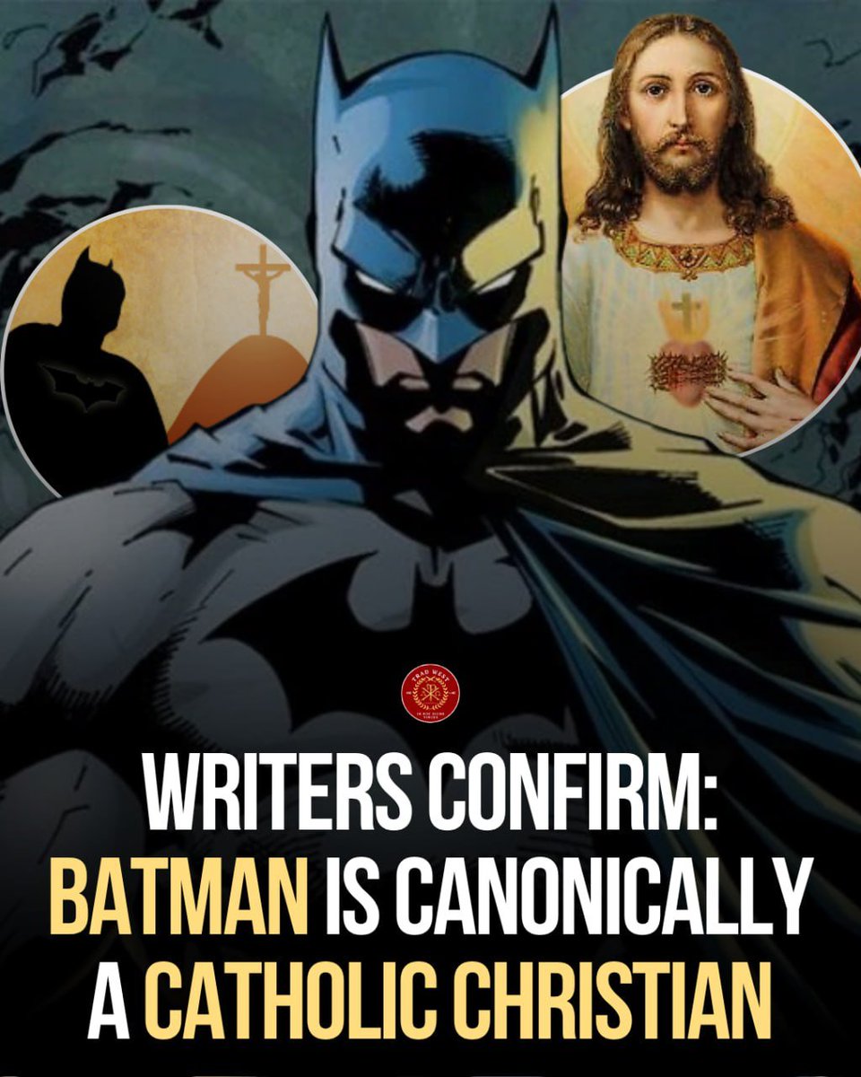 Batman is Catholic ✝️

Renowned Batman writers Frank Miller and Chuck Dixon have suggested in interviews that the character of Batman has Catholic influences.

This interpretation is reflected in the Dark Knight’s moral struggles and deep-seated sense of justice, which often