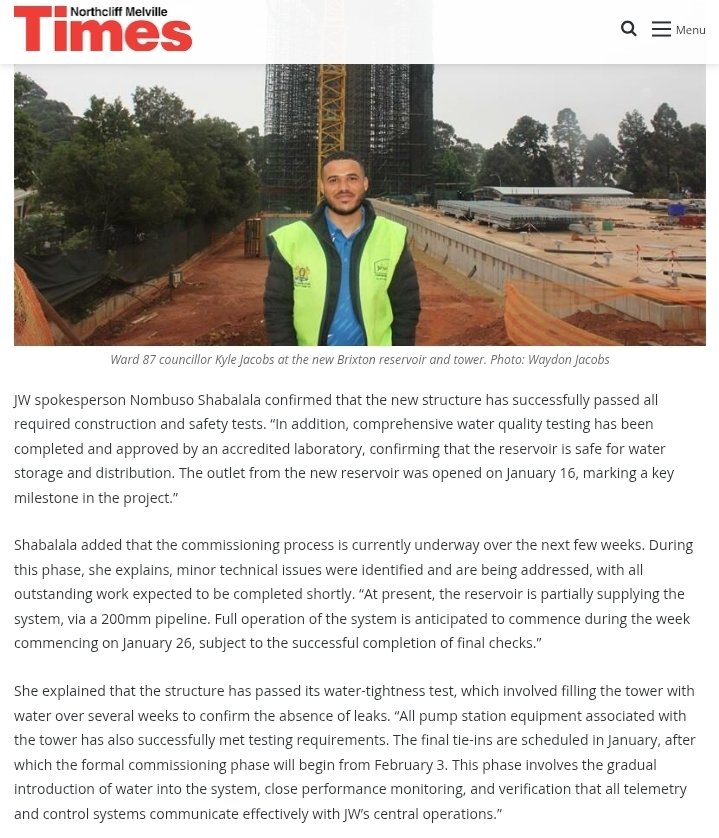 LostMyMirror's tweet photo. @realwianfourie @Ahmed41860361 @JHBWater So here is an interesting story of all the misinformation from Jhbwater in a few tweets. Apparently the new reservoir was just fine on 16 January.. 1/n https://t.co/vBfws4KYq6