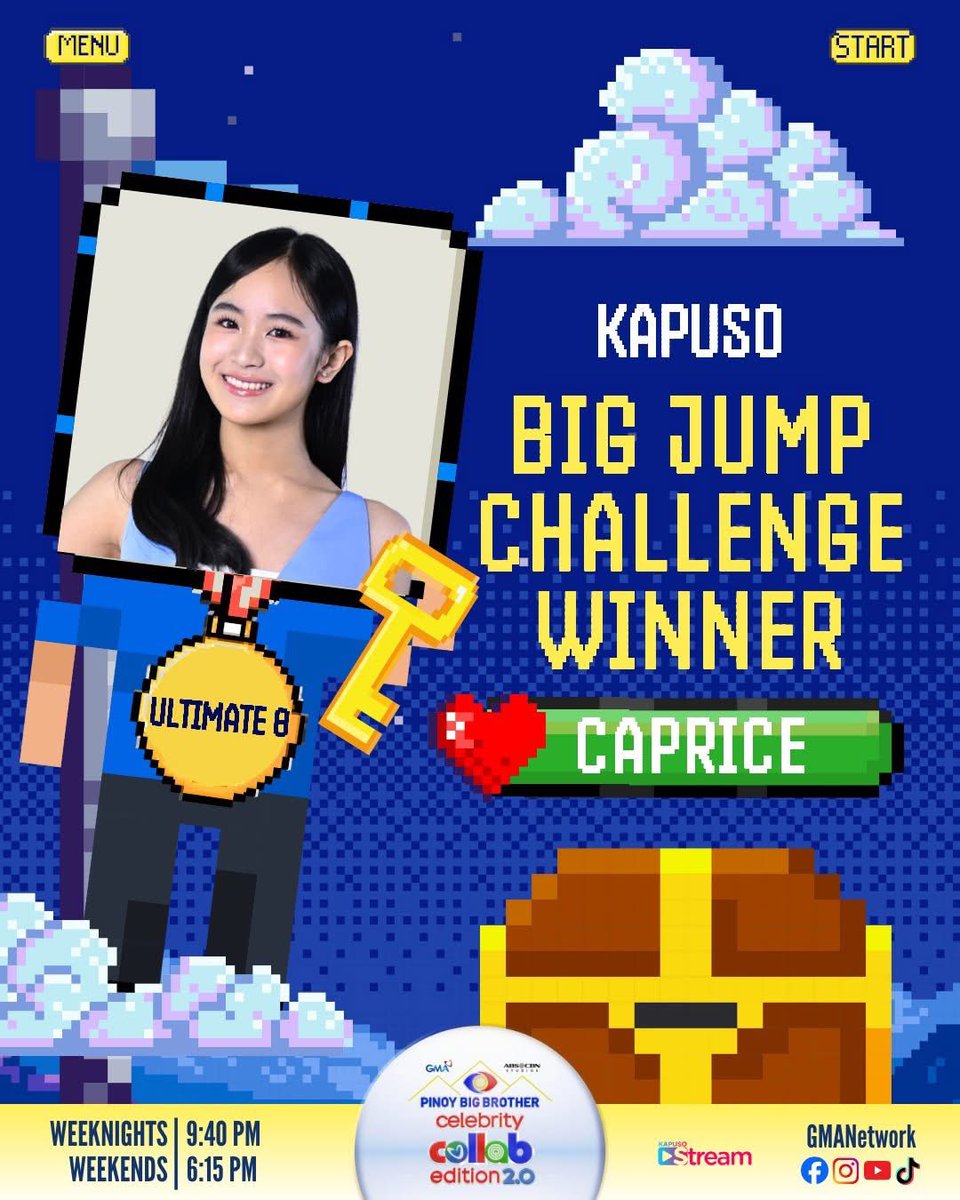 CONGRATULATIONS, CAPRICE! 💙

Sure slot ka na sa Ultimate 8 at official na ang Road to Big Night! 🥳

Watch #GMAPBBCollab on weekdays at 9:40 PM and on weekends at 6:15 PM on GMA! 

For PBB All-Access Livestream, visit: GMANetwork.com/PBBLivestream