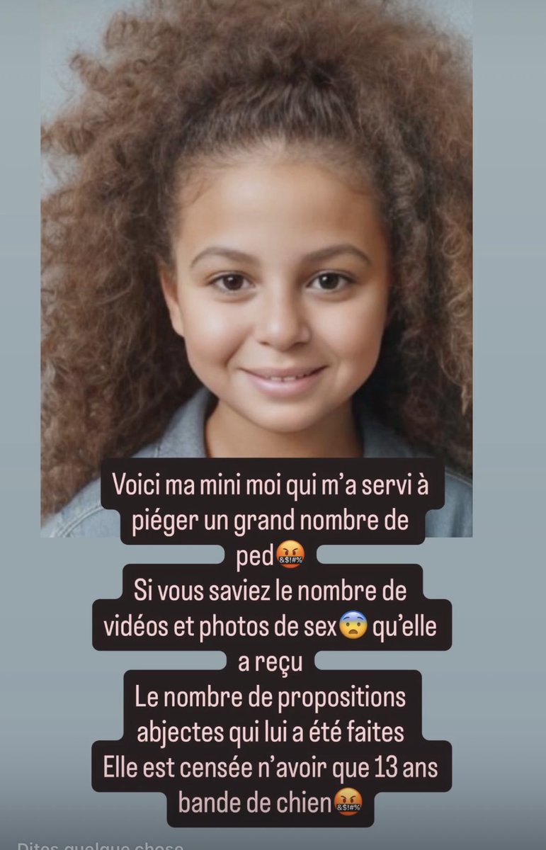 J’ai utilisé l’intelligence artificielle pour me rajeunir elle s’appelle Léna et elle m’a servi à piéger un grand nombre de Pedo. 
Je l’ai juste posté sur différents réseaux et près de 2000 hommes adultes sont arrivés!
On a réalisé un documentaire avec les équipes de