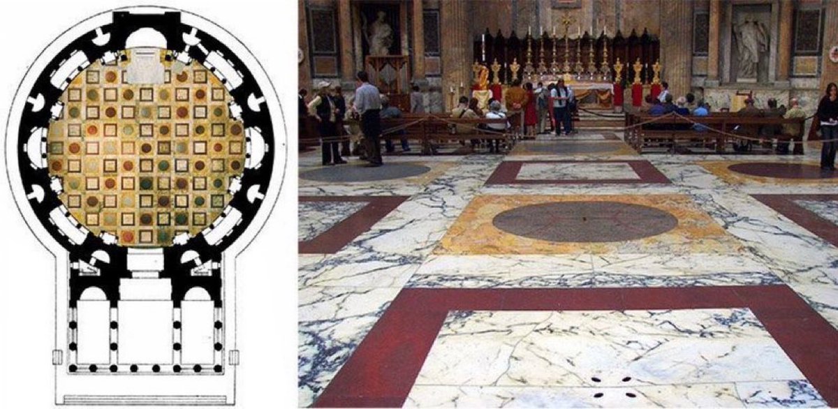 Suelo del Panteón de Roma, del que más del 80% es original.