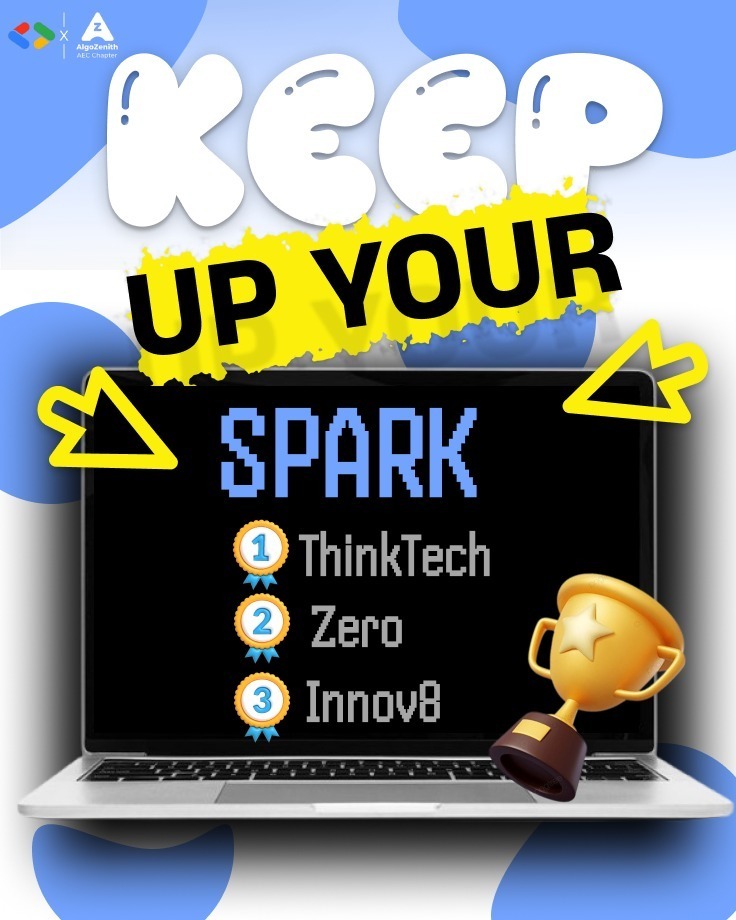 GDGCampusAEC's tweet photo. The results are in, and the leaderboard is lit! What an incredible journey “ SPARK” has been. From brainstorming to final submissions, the energy and creativity you all brought were truly unmatched.  
We have our winners:
 1st Place: ThinkTech
 2nd Place: Zero
  3rd Place: Innov8 https://t.co/ZTMpHSGNLC