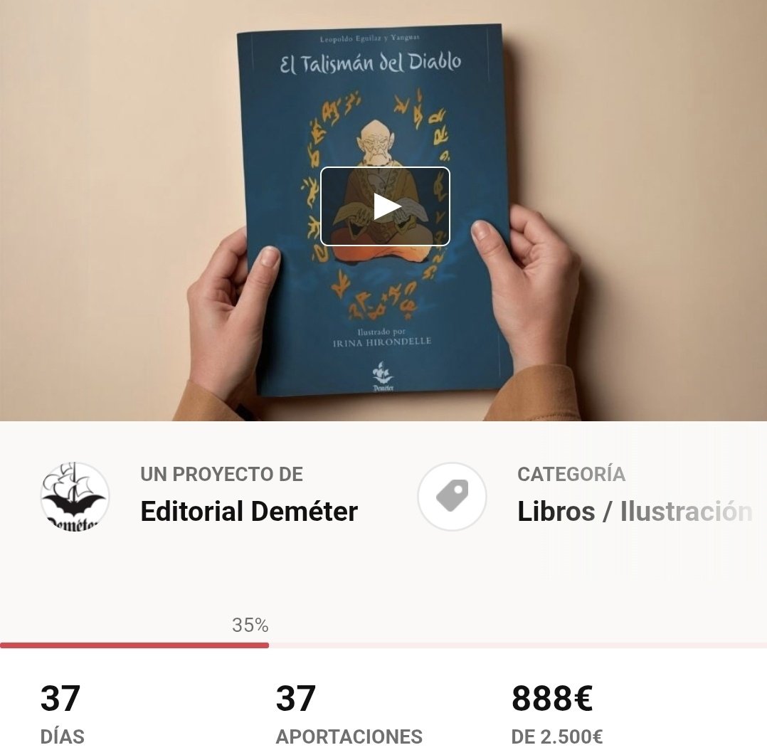 👋👋 888 € 
Este proyecto fue de los primeros que  tenía en mente desde 2021.
Esta primavera será real Gracias a los lectores de literatura española del XIX. Los que están descubriendo autores y textos olvidados.
Gracias 🙏
vkm.is/talisman