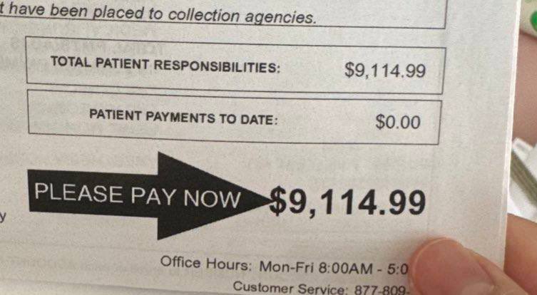 Votad PP y Vox y tendréis la sanidad de Estados Unidos.

Por un parto, 9.114,99 dólares.

PLEASE PAY NOW.