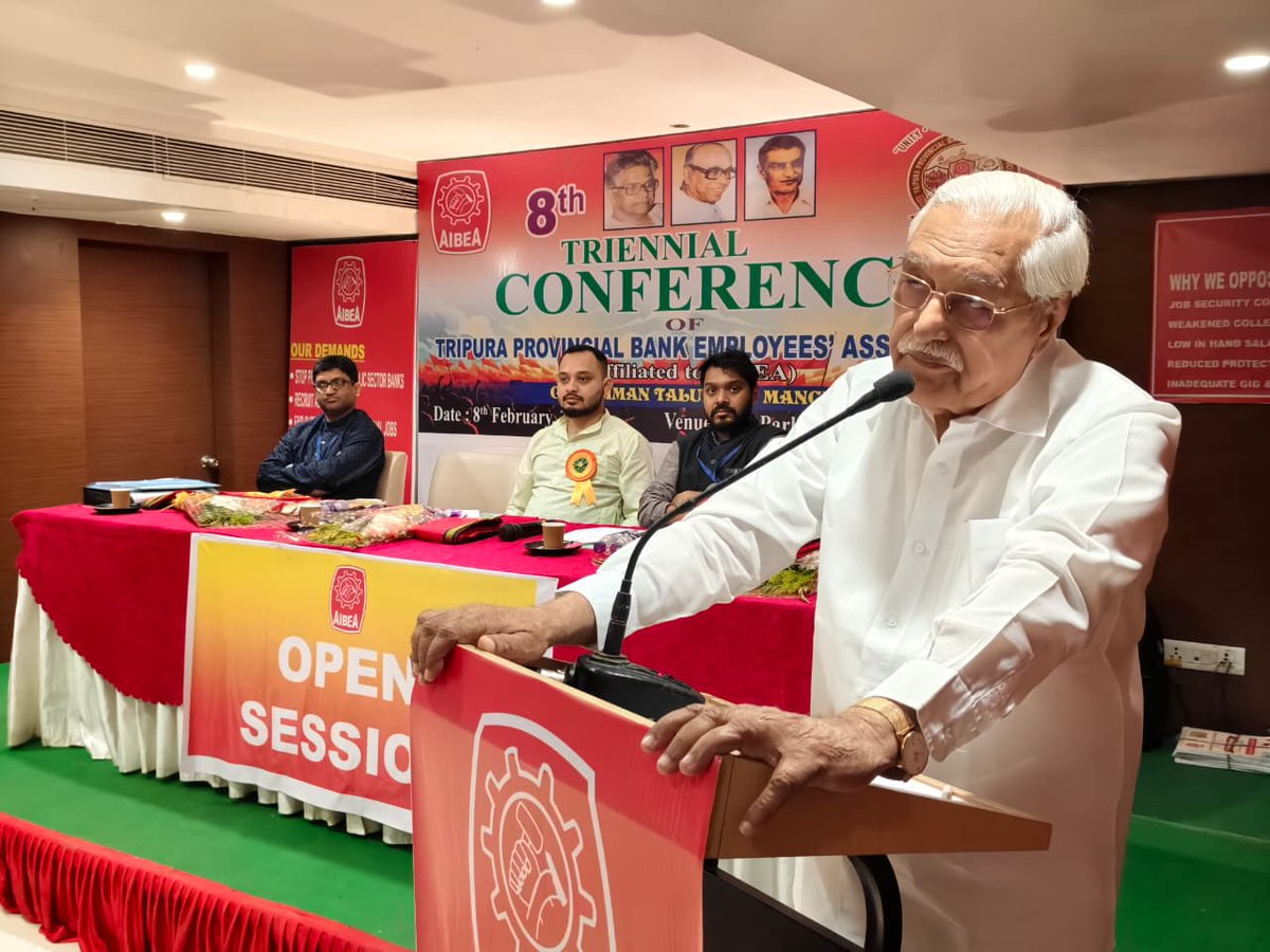 8th conference of Tripura Provincial bank emp. Assn concluded successfully. There was very good participation  including women comrades. Myself and Com. Gaurav Sharma participated. Com Rabindranath Chakraborti PNB and Com. Rahul Chakraborti Canara Bank elected as president and
