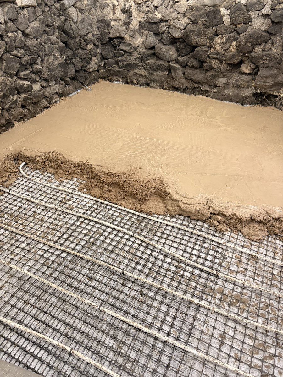 Underfloor heating with lime slab over at The Framework Knitters Shop, Bonsall🤩#Derbyshire