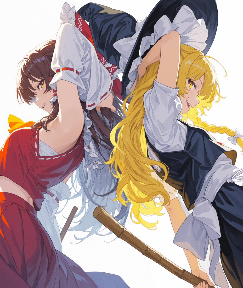 博麗霊夢 #霧雨魔理沙 主人公二人組❤️💛 ※先日投稿したレイマリの1枚