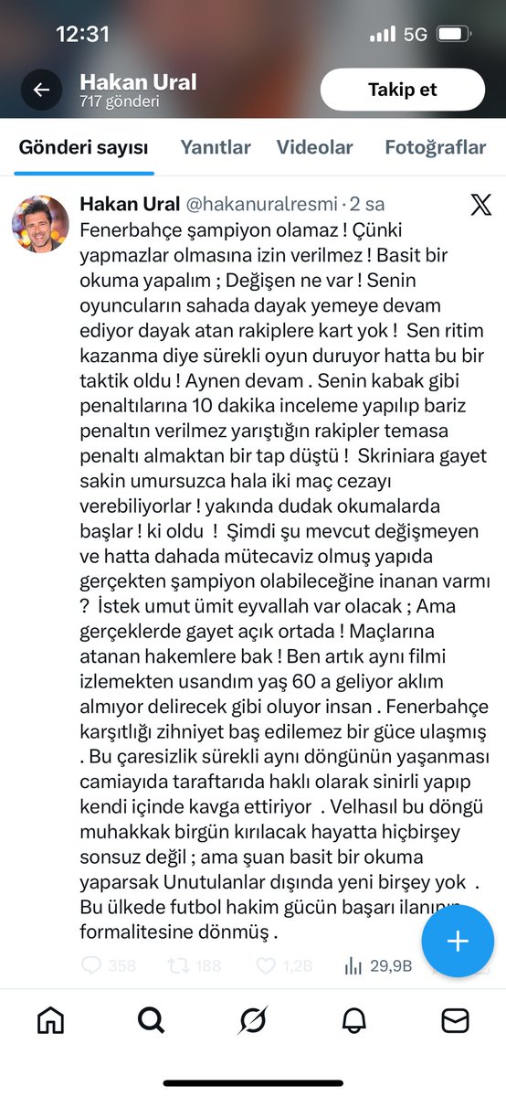 Galatasaraylı olarak, yıllardır fenerin maçlarını izlerim, görüşüm nettir:
Türk hakemlerle fenerin şampiyon olması imkansız. Türk hakemleri adil olsa, formaya göre ayrımcılık yapmasa, fener çoğu sene ilk 5 e giremez. Her sene yarışta olsun diye zorlamayla ilk 3e sokuluyor.