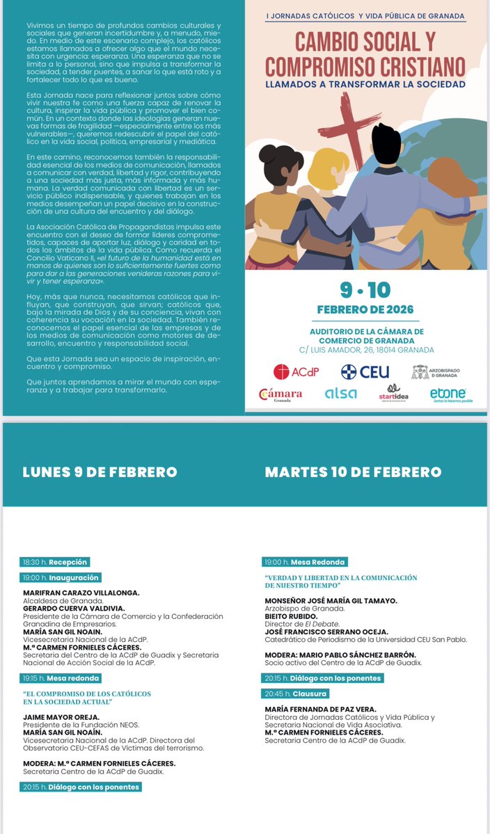 Vergüenza de jornadas de Católicos empresarios aliados con la rancia derecha del PP, que expulsa a migrantes,  el arzobispo y Cía, que cierra Albergues para las PSH, con locales vacíos y hablan de compromiso cristiano?. Vergüenza de arzobispo,  ACdP, y demás organizadores.