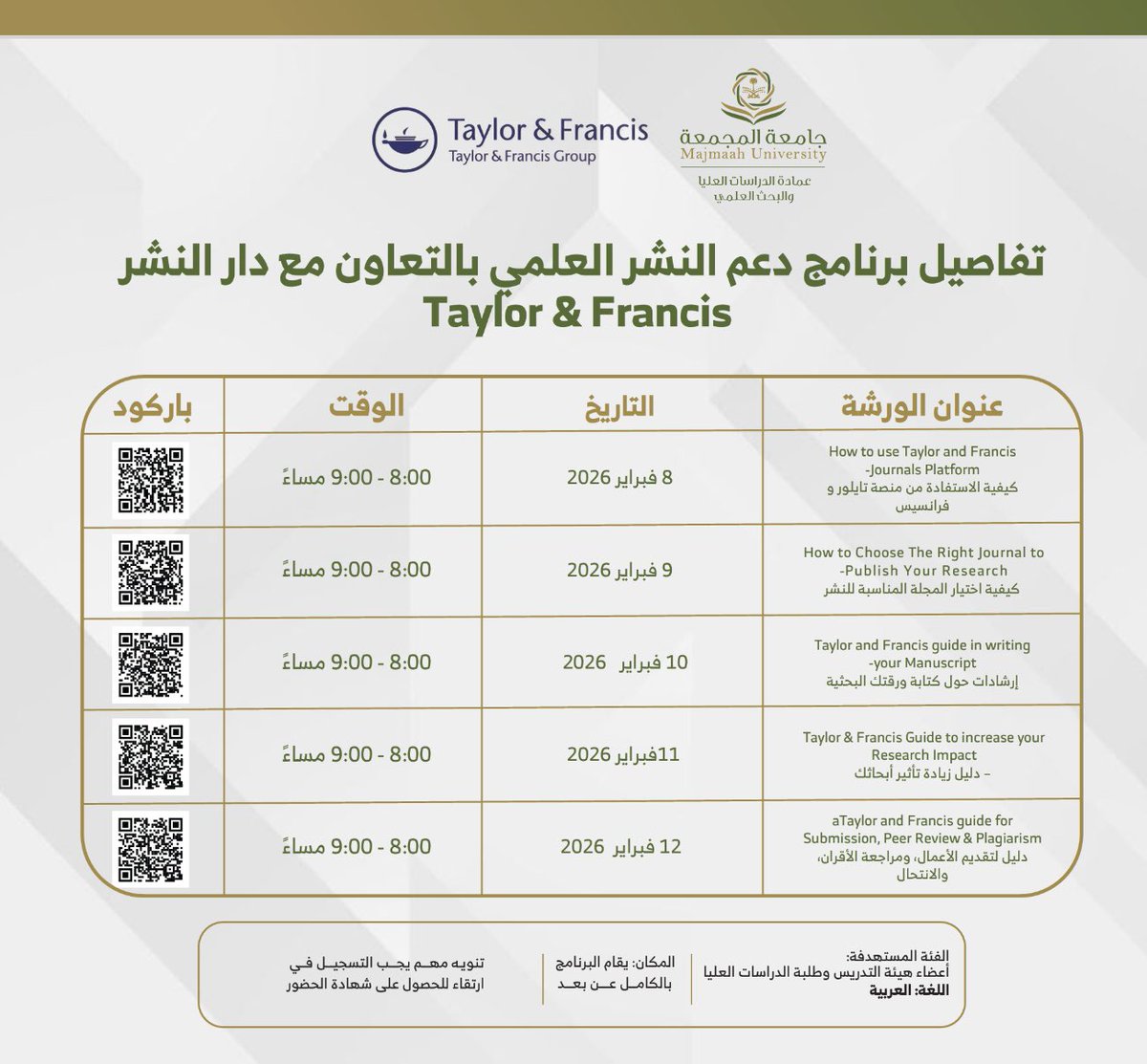 MU_GSSR's tweet image. #جامعة_المجمعة  
#عمادة_الدراسات_العليا_والبحث_العلمي