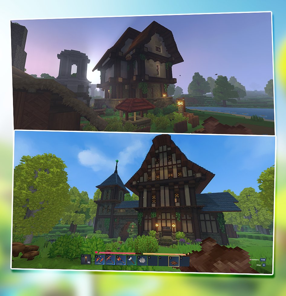 NeoFeS's tweet photo. Ich habe in Hytale zwei Häuser gebaut und bin total begeistert von den vielen kreativen Möglichkeiten, wie man die Blöcke platzieren kann. Insgesamt finde ich das Spiel einfach unglaublich schön. https://t.co/LGDhZeO1v1