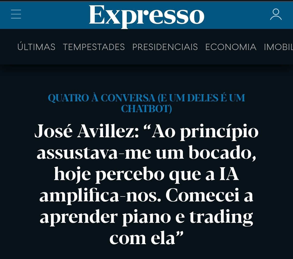 Ver o Avillez falar de trading vai para a lista das coisas mais random de 2026.

E pela quantidade de perfis de trading que segue no seu Instagram, alguém lhe vendeu uma ideia errada do que é o trading.

Alguém que salve o José Avillez, antes que ele tenha de vender restaurantes.