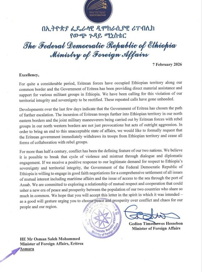 We stand ready to engage in good-faith dialogue toward a comprehensive and lasting settlement, one that secures stability, cooperation, and shared prosperity for both our nations and the wider Horn of Africa.
#Ethiopia #Peace #HornOfAfrica #Diplomacy #RegionalStability #Dialogue