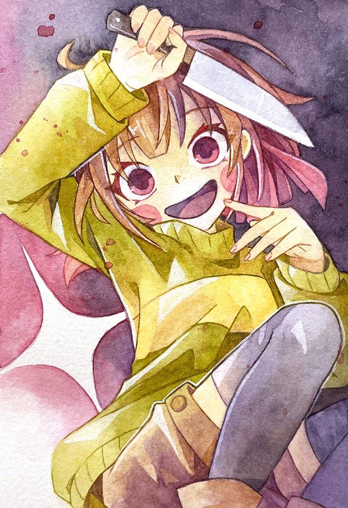 久しぶりの水彩原画…！！ アナログはやっぱり難しい。葉書サイズです