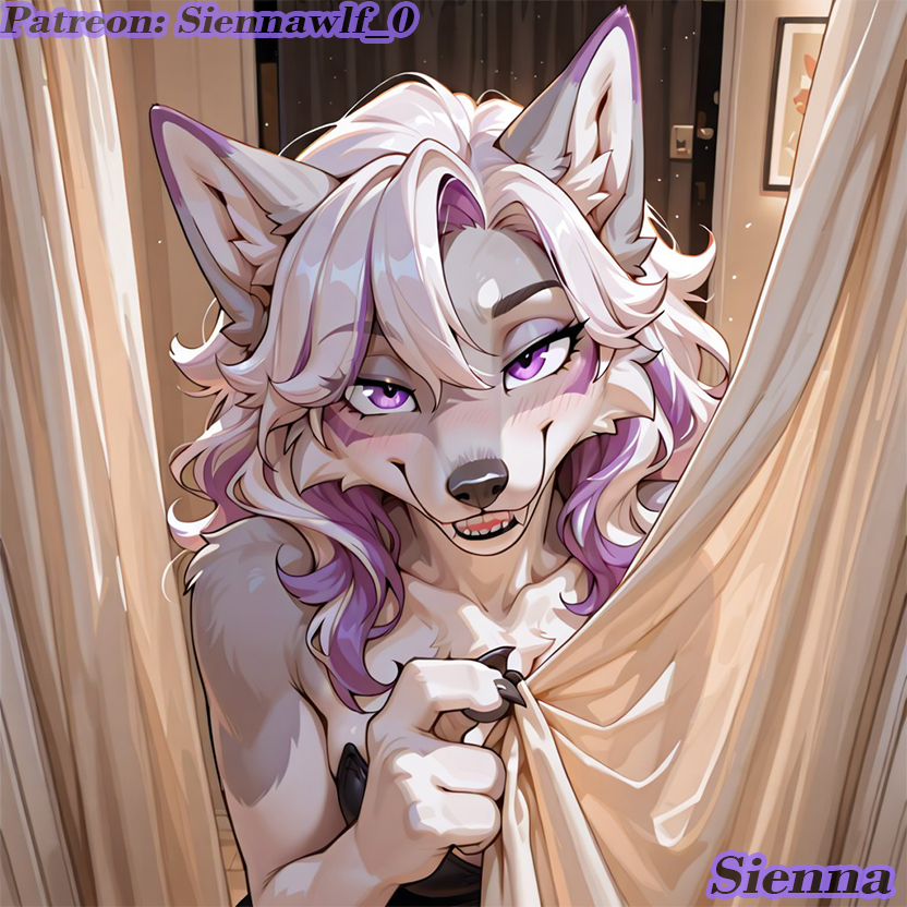 SiennaWlf_0's tweet photo. Hey, honey, I need a little help… wanna come into the dressing room with me?💜​🤍​
#AIart #Furry #ケモノ https://t.co/r6fHKn4ENP
